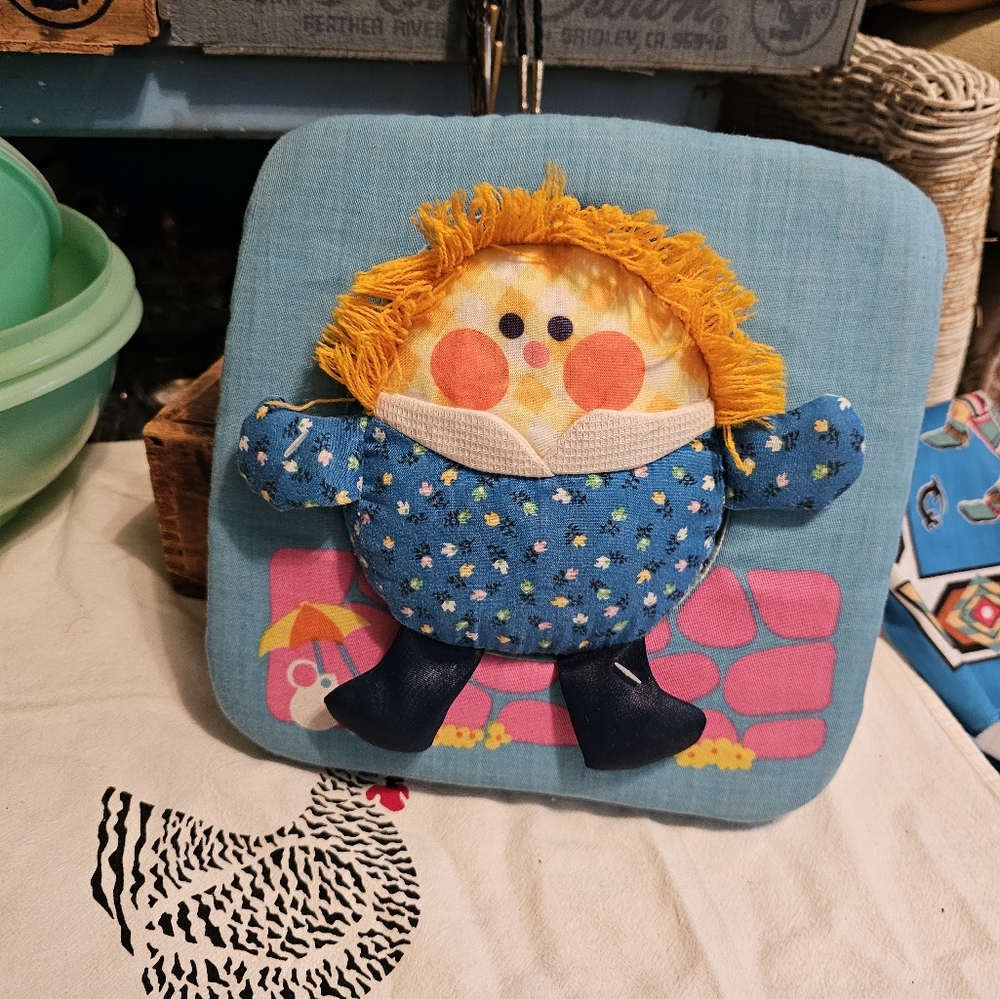 Vintage Fisher Price Humpty Dumpty Rattle Toy Pillow